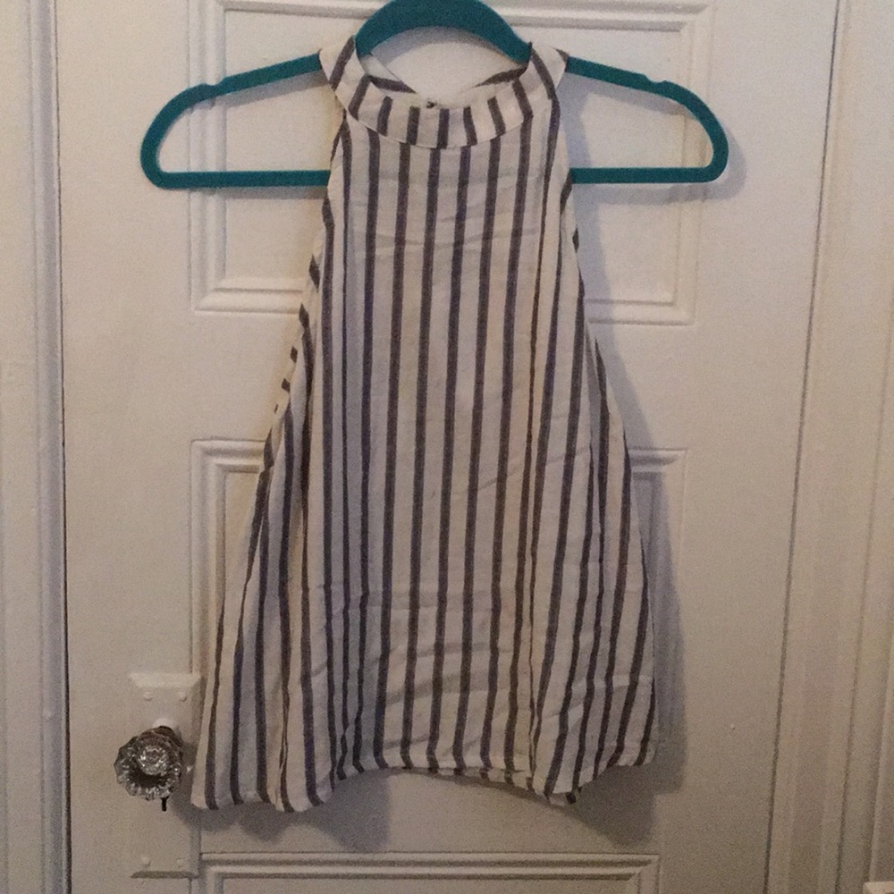 High neck stripped tank